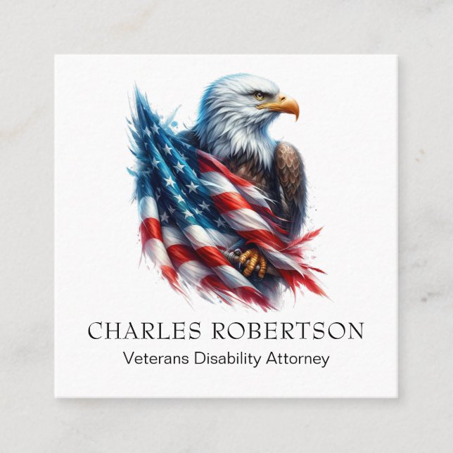 *~* QR US amerikanische Flagge Bald Adler AP16 Quadratische Visitenkarte (Vorderseite)