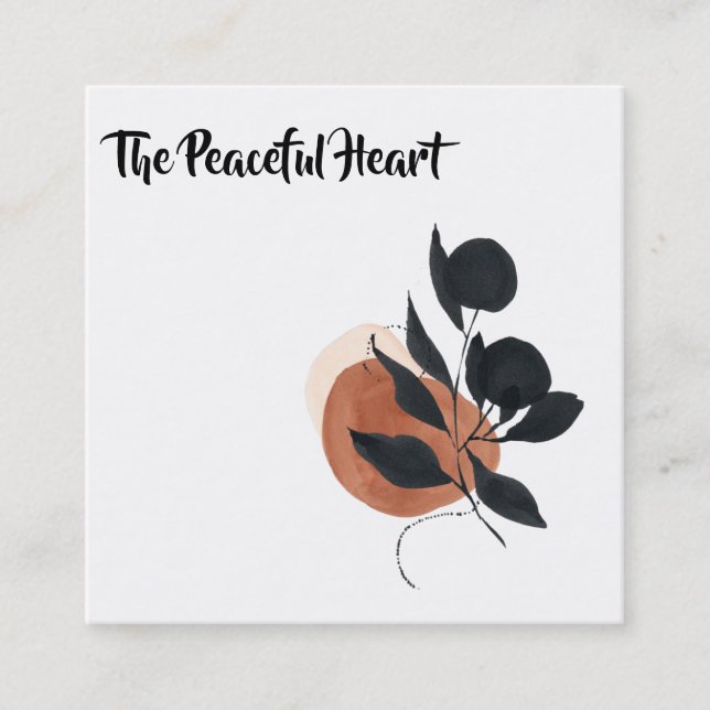 *~* QR Wabi Sabi Abstrakt Minimal Tinte AR27 Einfa Quadratische Visitenkarte (Vorderseite)