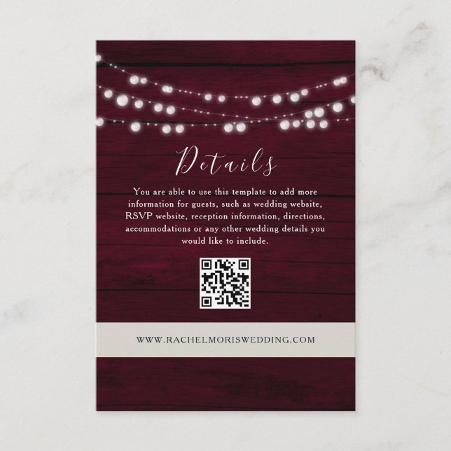 QR-Website für Burgundy Wedding Begleitkarte (Vorderseite)