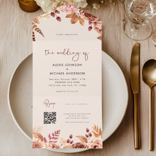 QR-Website von Watercolor Boho Floral Fall Herbst All In One Einladung