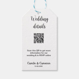 QR WEDING WEBSITE Hinzufügen des Datums Schwarz-we Geschenkanhänger