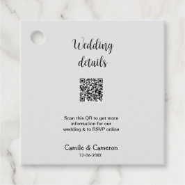 QR WEDING WEBSITE Hinzufügen des Datums Schwarz-we Geschenkanhänger