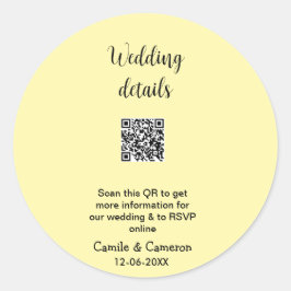 QR WEDING WEBSITE Hinzufügen des Datums Schwarz-we Runder Aufkleber