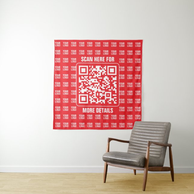 QR-Werbecode (editierbar) mit Logo-Muster Wandteppich (Beispiel)