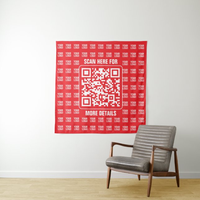 QR-Werbecode (editierbar) mit Logo-Muster Wandteppich (Beispiel)