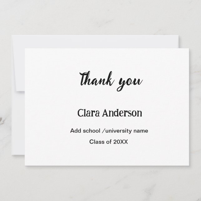 QR White Black Foto Classic Eleg Graduation Party Dankeskarte (Vorderseite)