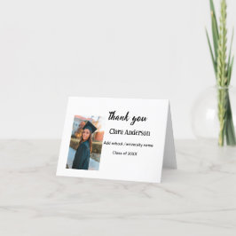 QR White Black Foto Classic Eleg Graduation Party Dankeskarte