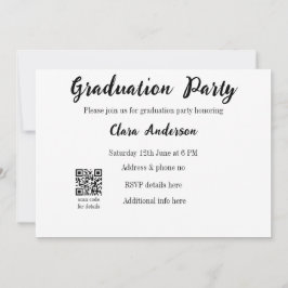 QR White Black Foto Classic Eleg Graduation Party Einladung