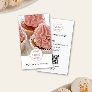 QR White Business Card Foto für Bäckereien Visitenkarte