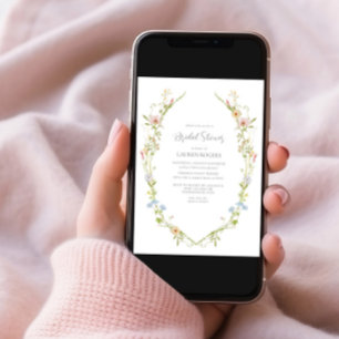 QR Wildblume Wasserfarben Garten Brautparty Einladung