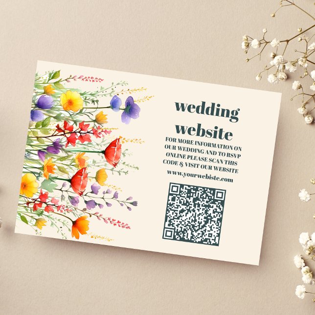 qr Wildblume Wedding Boho Country Floral Begleitkarte (Von Creator hochgeladen)