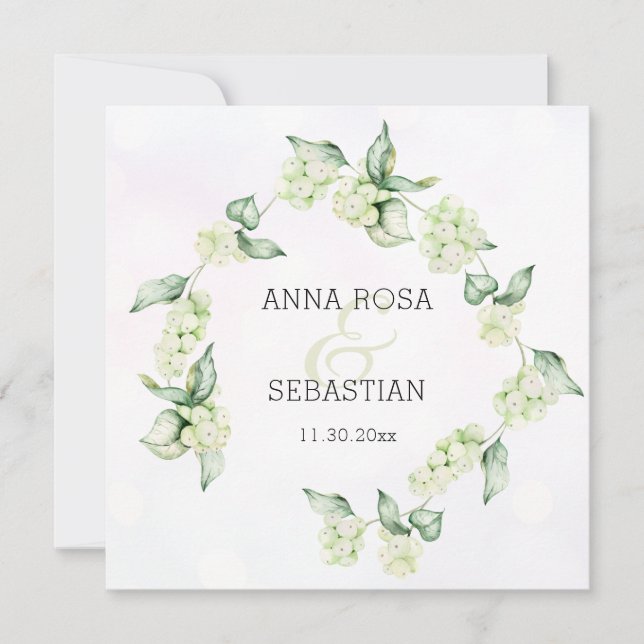 *~* QR Winterschnee Berry AR12 Boho UAWG Wedding Einladung (Vorderseite)