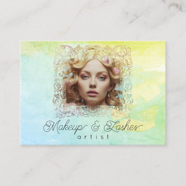 *~* QR Women Girl Mint Yellow Pastel Visitenkarte (Vorderseite)