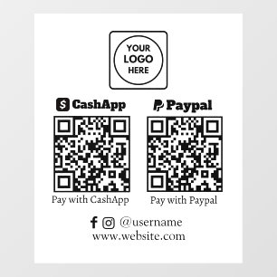 QR-Zahlung CashApp & PayPal Business-Anzeige Fensteraufkleber