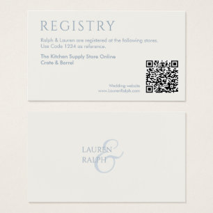 QRBlue und White Gift Registrierungskarte