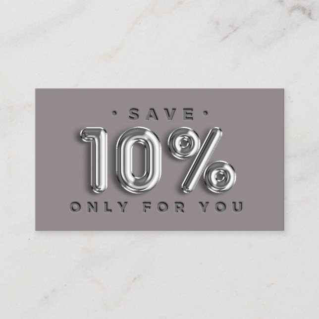 QRCODE 10% Rabatt Online Shop Silver Gray Visitenkarte (Vorderseite)