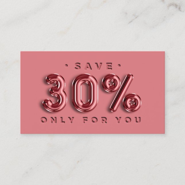 QRCODE EINFÜGEN 30%OFF Rose Maroon Discount Code Visitenkarte (Vorderseite)