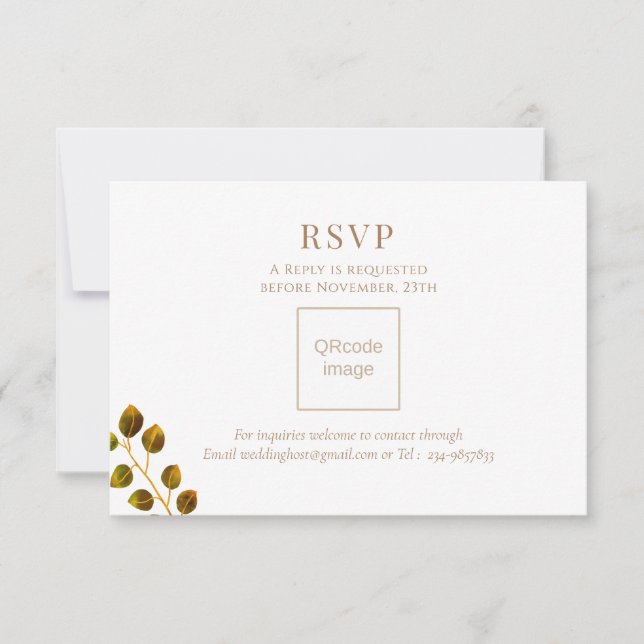 QRcode für das Hochzeitschick RSVP Karte (Vorderseite)