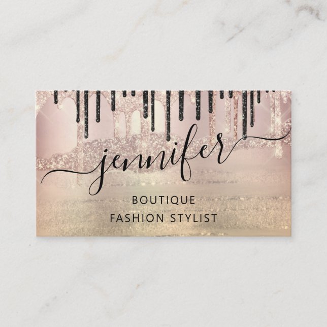 QRCode Logo Abstrakt Online Shop Rose Gold Grunge Visitenkarte (Vorderseite)