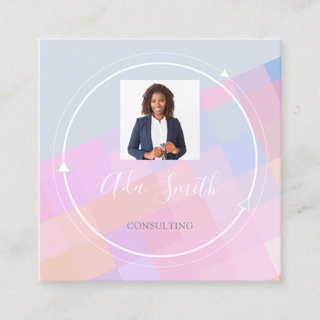 QRCode Logo Custom Foto Consulting Finance Quadratische Visitenkarte (Vorderseite)