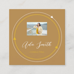 QRCode Logo Custom Foto Mustard Yellow Quadratische Visitenkarte