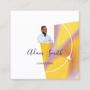 QRCode Logo Custom Foto Yellow White Quadratische Visitenkarte