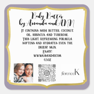 QRCODE LOGO FOTO PRODUKTION BESCHREIBUNG BUTTER PU QUADRATISCHER AUFKLEBER