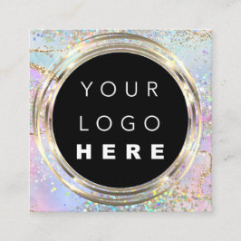 QRCode Logo Online Shop Rahmen Gold Holographische Quadratische Visitenkarte