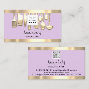 QRCode Personal Koch Cooking Restaurant Food Lilac Visitenkarte
