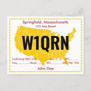 QSL Card Retro USA Gelbe Karte