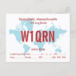 QSL Card Retro World Blue Karte