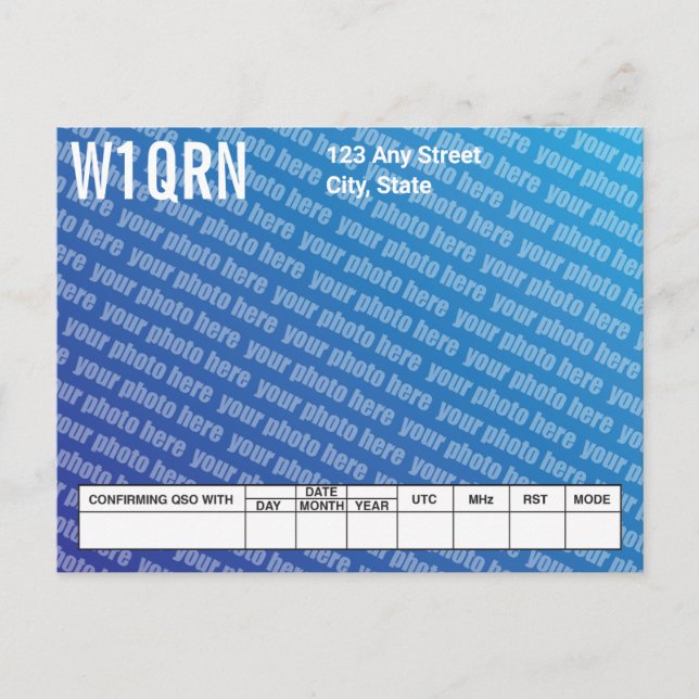 QSL-Karte Fügen Sie Ihr eigenes Foto hinzu Postkarte (Vorderseite)