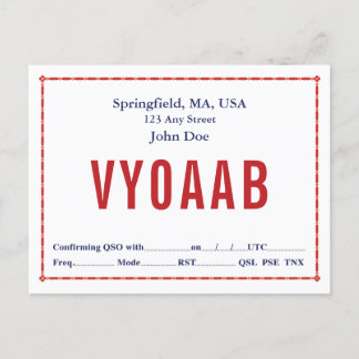 QSL-Karte Retro Rote Kettenumrandung Postkarte