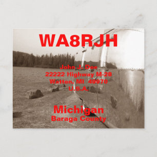 QSL-Postkarten HAM-Funkamateure Blechdosen-Camper Postkarte