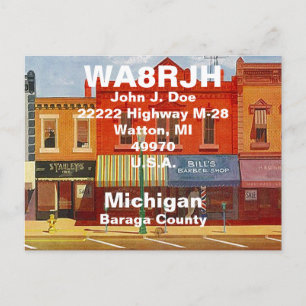 QSL Postkarten HAM Radio Ops Quaint Small Town Str