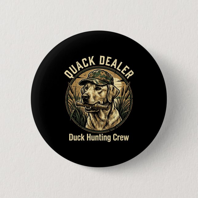 Quack Er Lustiger Entenjagd-Labrador Retriever Hun Button (Vorderseite)