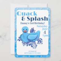 Quack und Splash Ente 3. Geburtstagseinladung