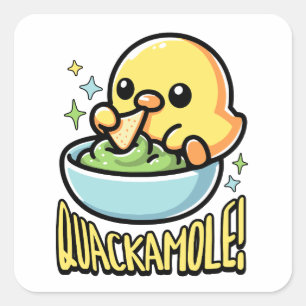 Quackamole! Niedlich Guacamole Duck Pun Quadratischer Aufkleber
