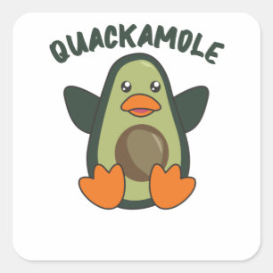 Quackamole Sweet Avocado Duck Pun Avocados Quadratischer Aufkleber