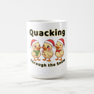 Quacken durch den Schnee Lustige Kawaii-Ente Kaffeetasse