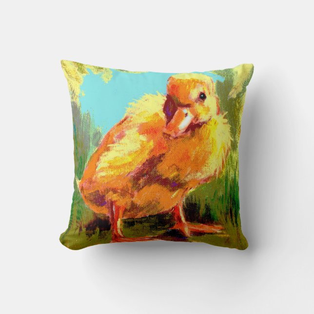 Quackers gelbes flockiges Entlein-Kissen Kissen (Vorderseite)