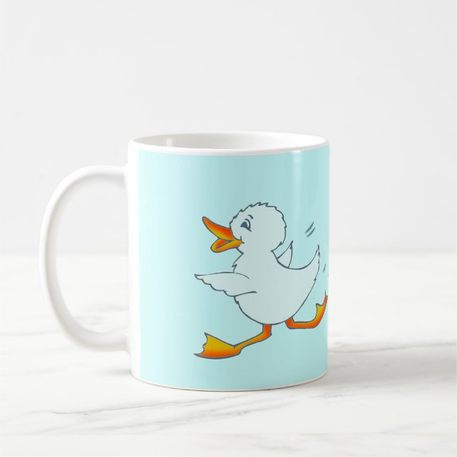 Quackers hellblaue Ente Tasse (Links)