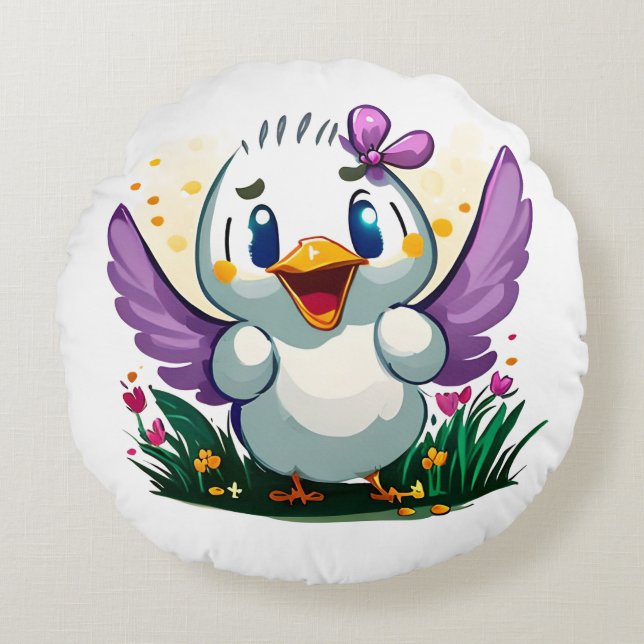 Quackin' Niedlich Rundes Kissen (Vorderseite)