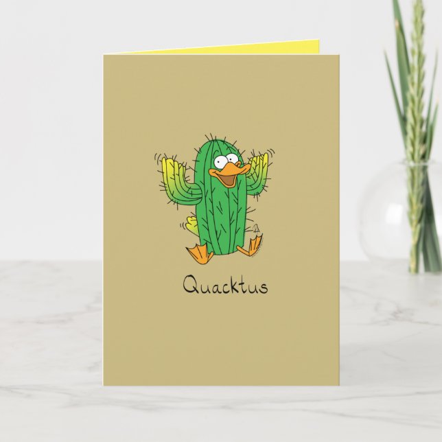 Quacktus - Duck Cactus Pun Greeting Card Karte (Vorderseite)