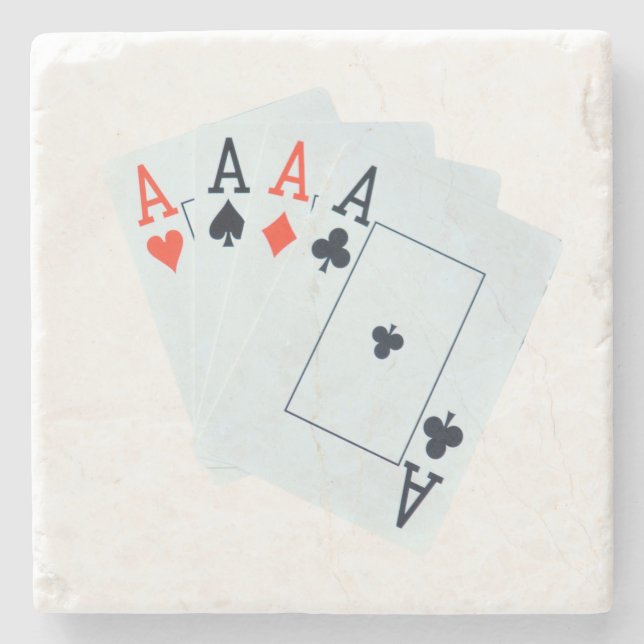 Quad Aces Poker Cards, Steinuntersetzer (Vorderseite)