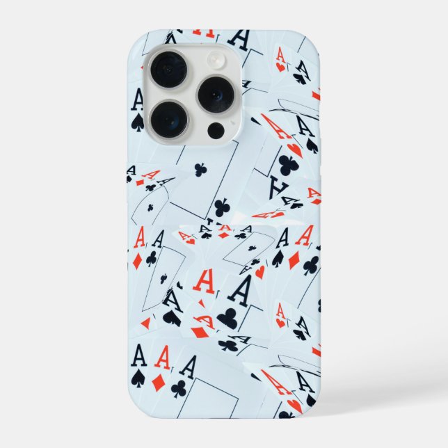 Quad Asse Poker Karten Muster, iPhone Hülle (Rückseite)