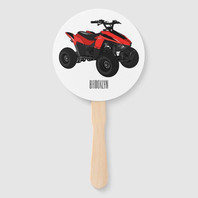 Quad atv Cartoon Illustration Fächer (Vorderseite)
