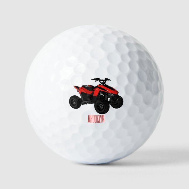 Quad atv Cartoon Illustration Golfball (Vorderseite)