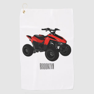 Quad atv Cartoon Illustration Golfhandtuch