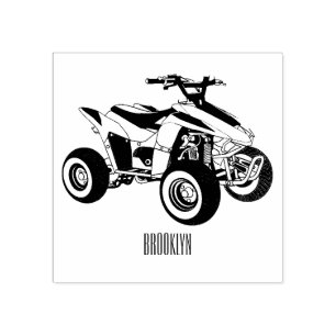 Quad atv Cartoon Illustration Gummistempel